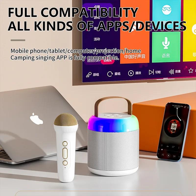 The Ultimate Portable Bluetooth Karaoke Speaker Set with RGB Lighting and Wireless Microphone - souqsaving.com